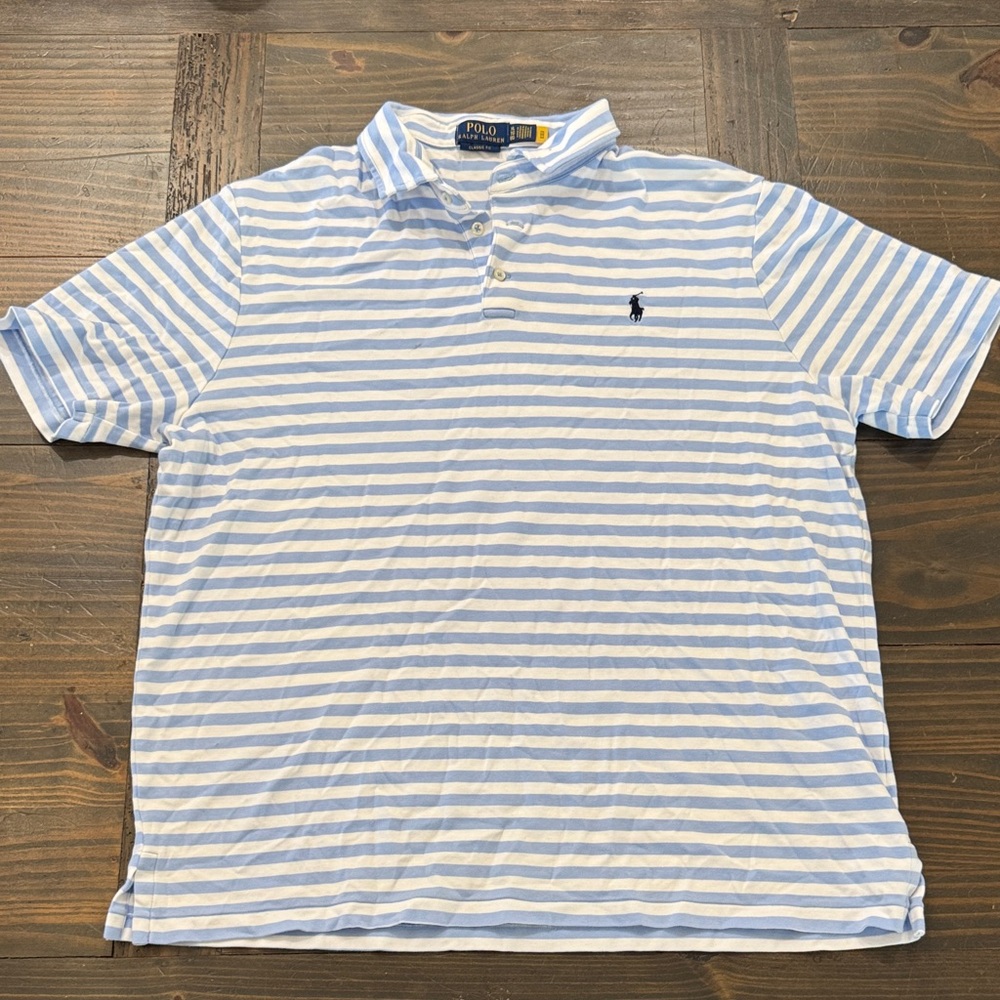 Polo by Ralph Lauren Light Blue & White Striped Men’s Polo